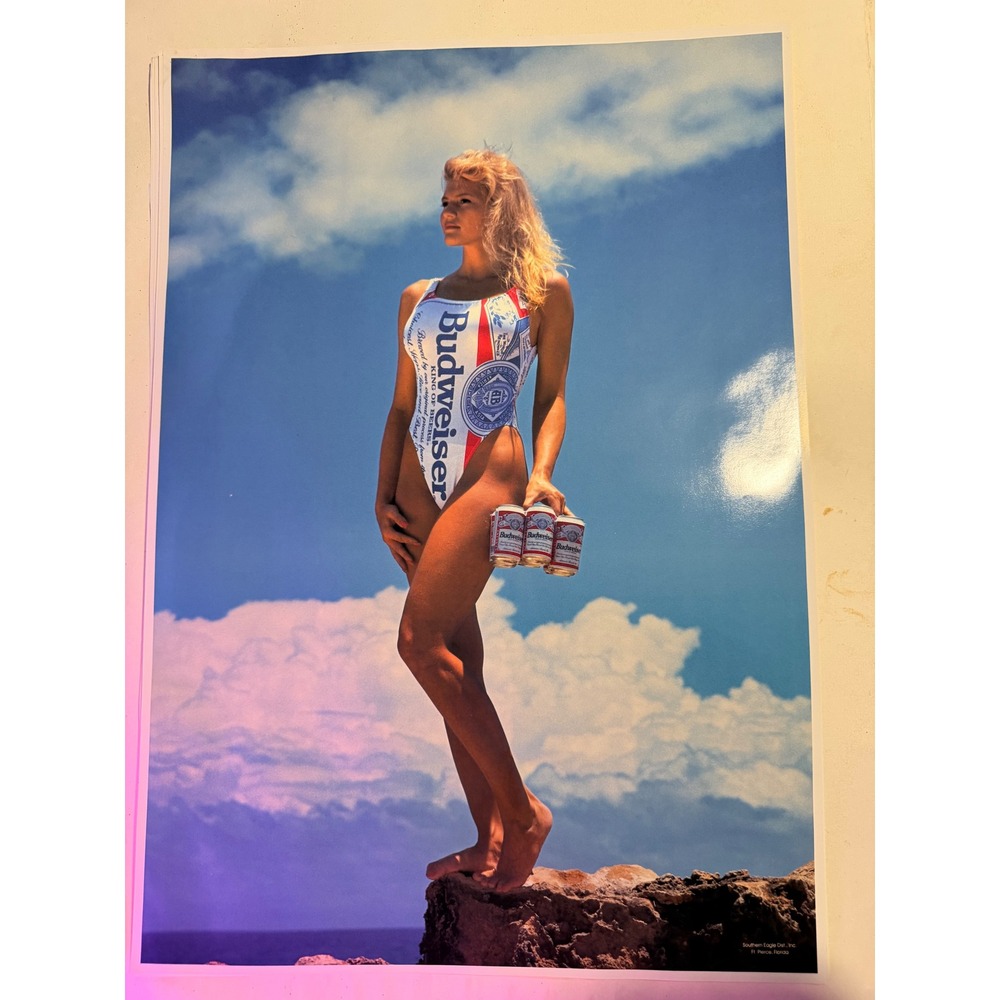 Vintage Budweiser Advertising Poster Unisex 18x25.5 Multicolor Excellent
